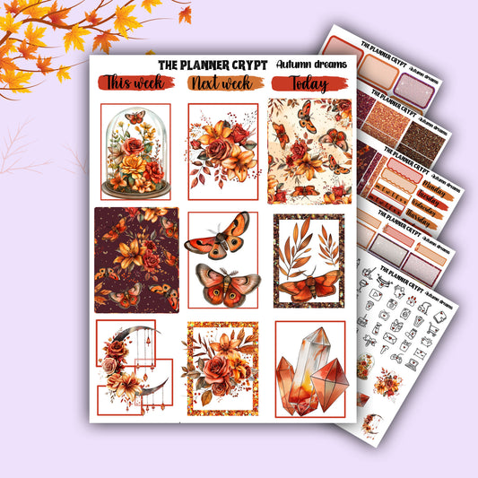 weekly planner, sticker kit, Autumn stickers, fall planner kit, planner stickers, vertical planner, goth planner