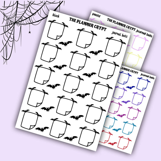 planner stickers, planner boxes, vertical planner, bat boxes, functional stickers, A5 planning, goth stickers, mini planner, small stickers