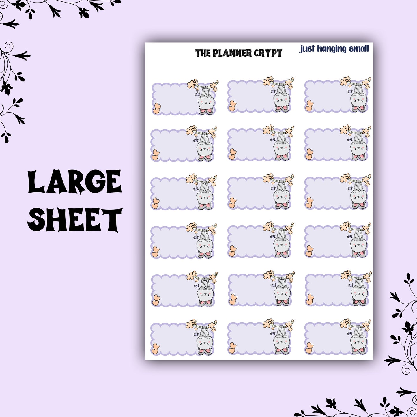 Bat planner sticker boxes, halloween stickers