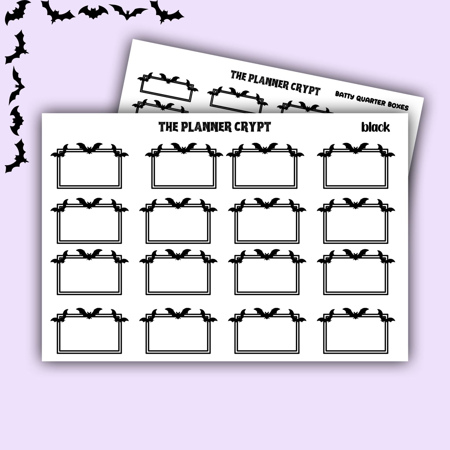 planner box stickers, weekly planner stickers, gothic stickers,  stickers, bat stickers, functional stickers, vertical planner