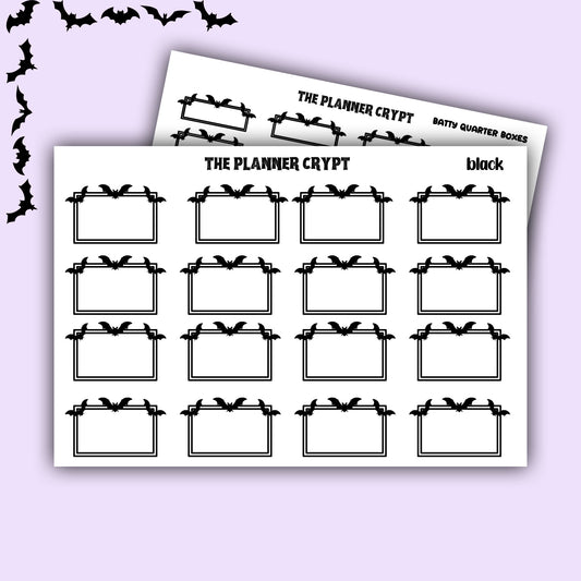 planner box stickers, weekly planner stickers, gothic stickers,  stickers, bat stickers, functional stickers, vertical planner