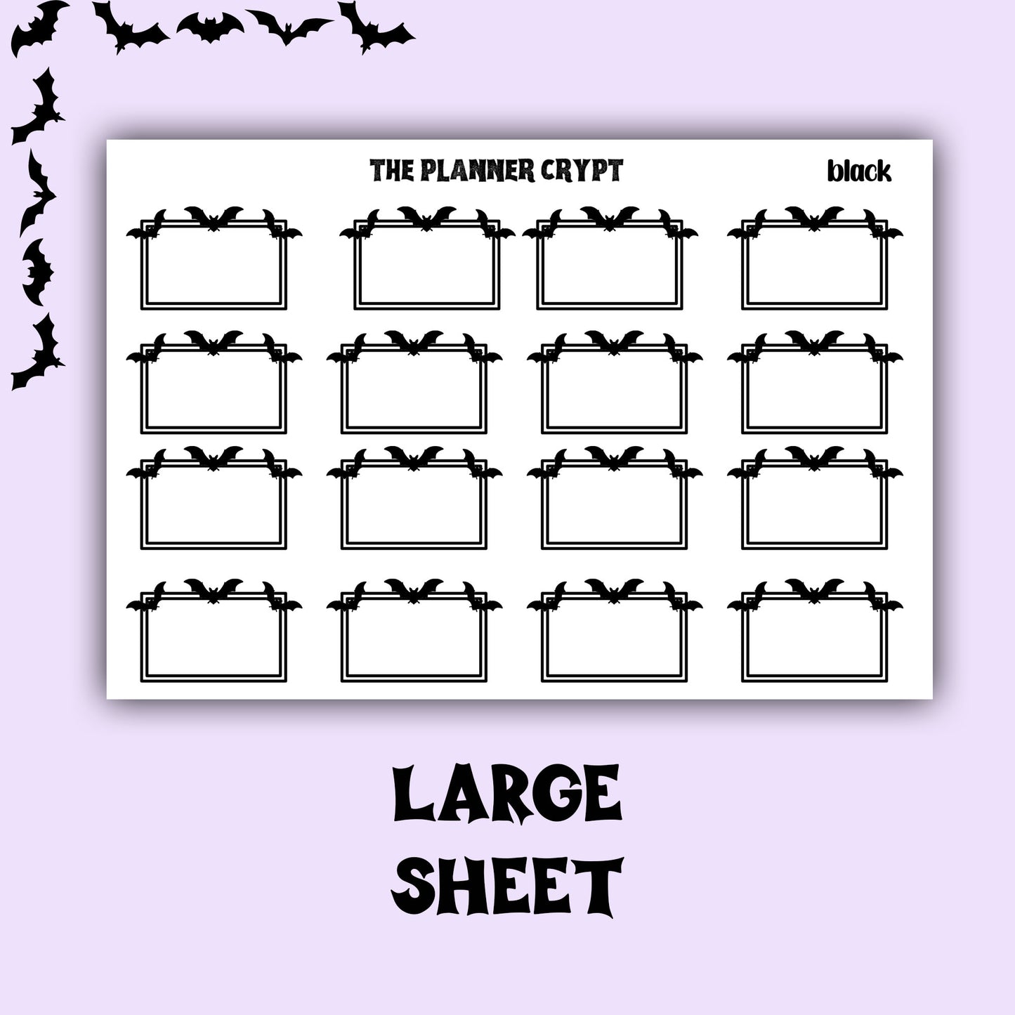 planner box stickers, weekly planner stickers, gothic stickers,  stickers, bat stickers, functional stickers, vertical planner