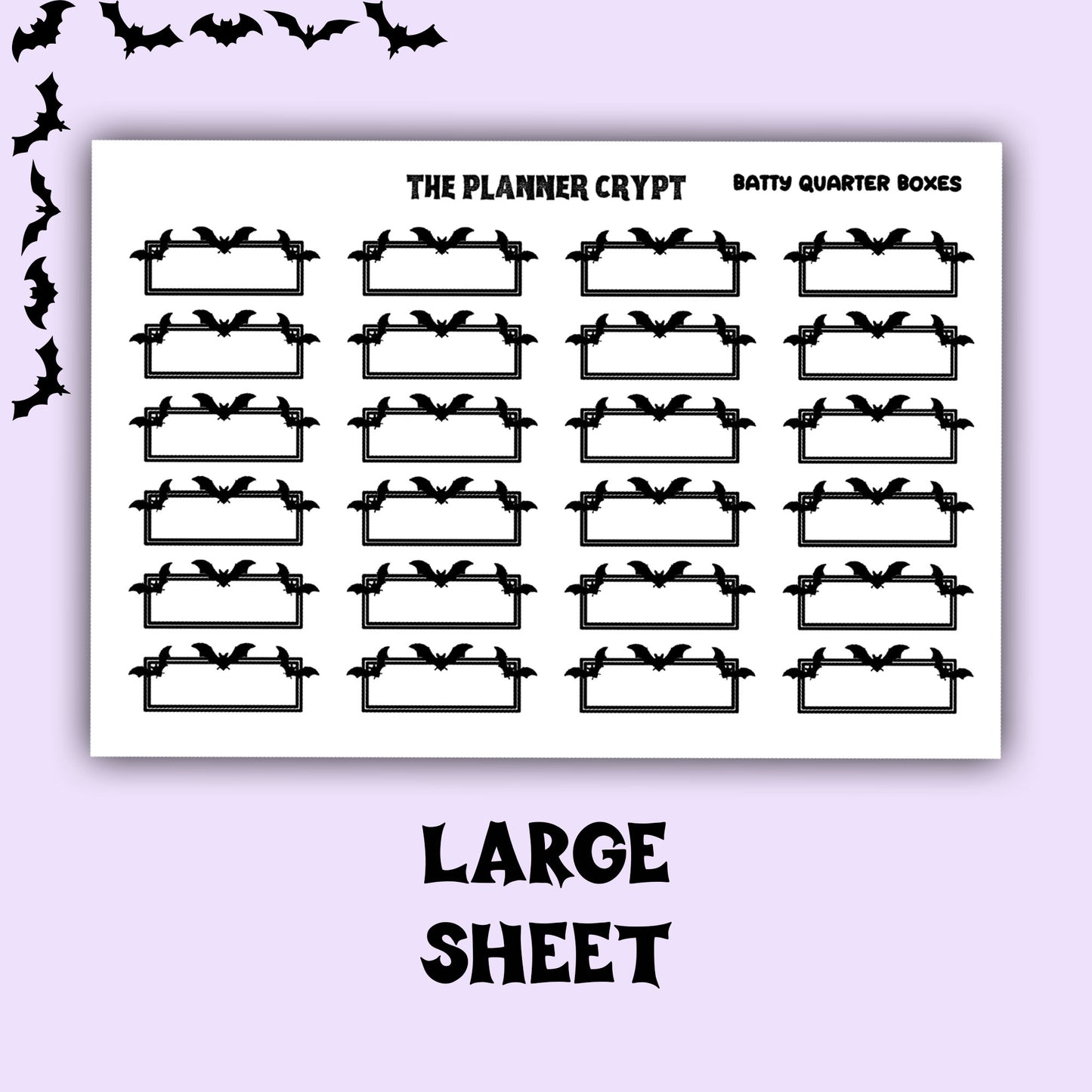 planner box stickers, weekly planner stickers, gothic stickers,  stickers, bat stickers, functional stickers, vertical planner