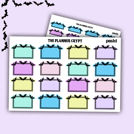 planner box stickers, weekly planner stickers, gothic stickers,  stickers, bat stickers, functional stickers, vertical planner