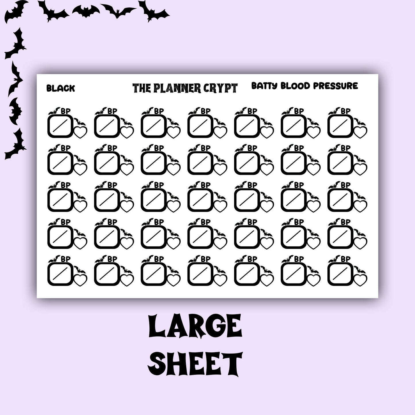 blood pressure tracker stickers, health stickers, gothic planner stickers, functional stickers,  stickers, weekly planner stickers