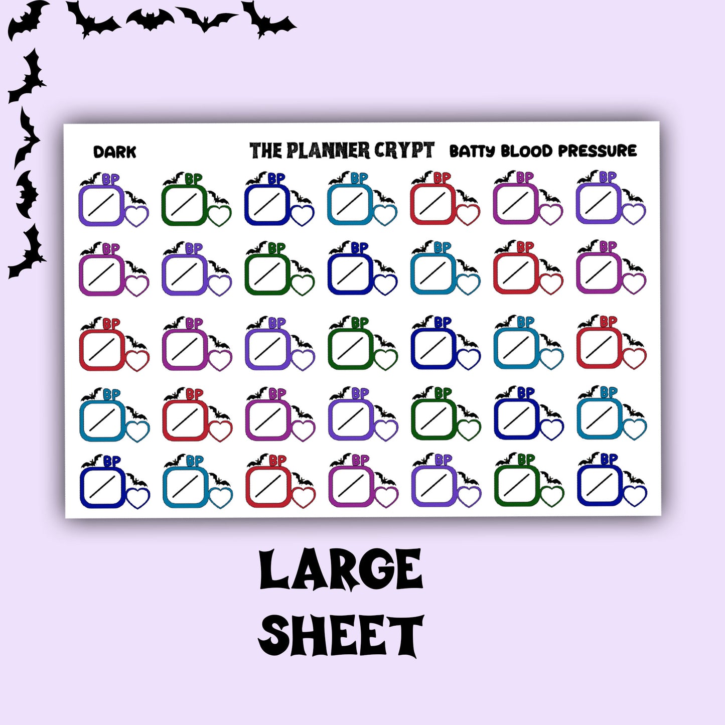 blood pressure tracker stickers, health stickers, gothic planner stickers, functional stickers,  stickers, weekly planner stickers