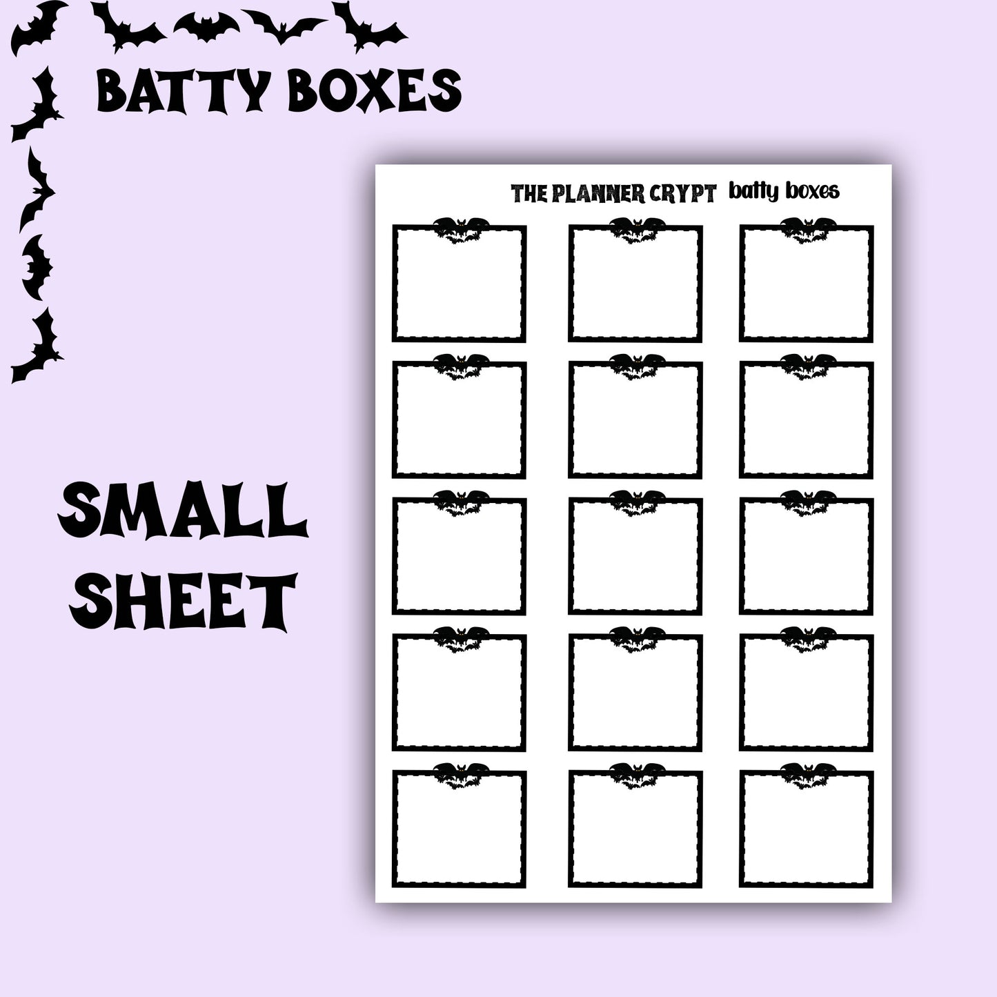 Hobonichi planner box stickers, weekly planner stickers, gothic sticker, bat stickers, functional stickers,