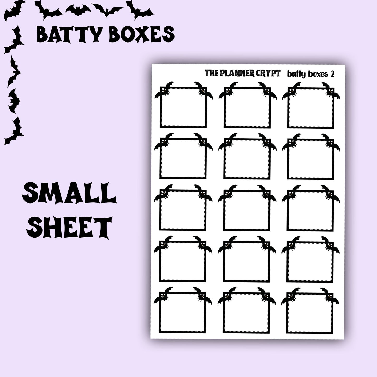 Hobonichi planner box stickers, weekly planner stickers, gothic sticker, bat stickers, functional stickers,