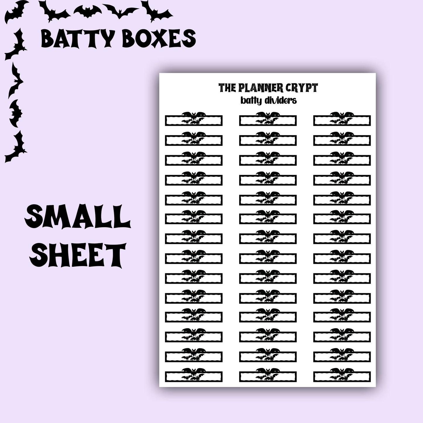 Hobonichi planner box stickers, weekly planner stickers, gothic sticker, bat stickers, functional stickers,