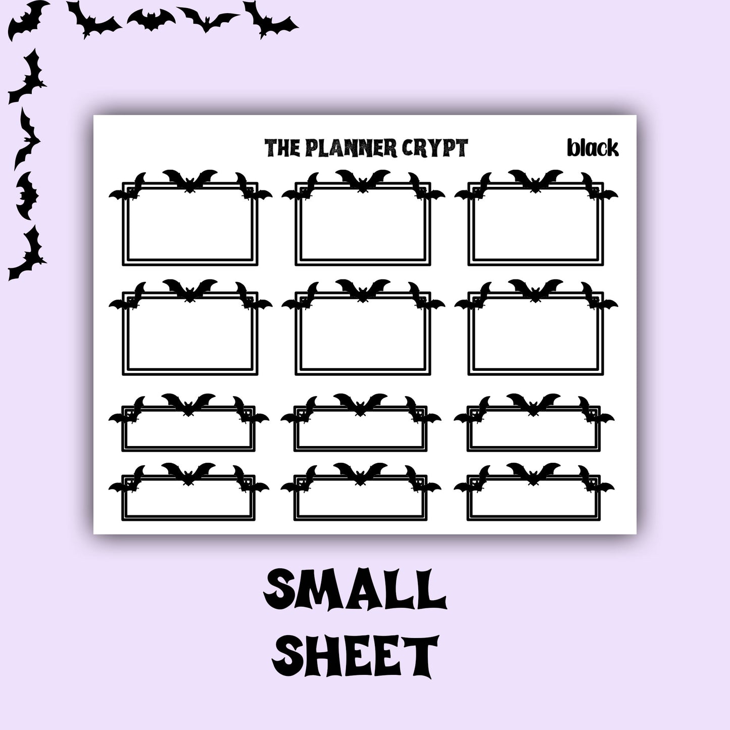 planner box stickers, weekly planner stickers, gothic stickers,  stickers, bat stickers, functional stickers, vertical planner