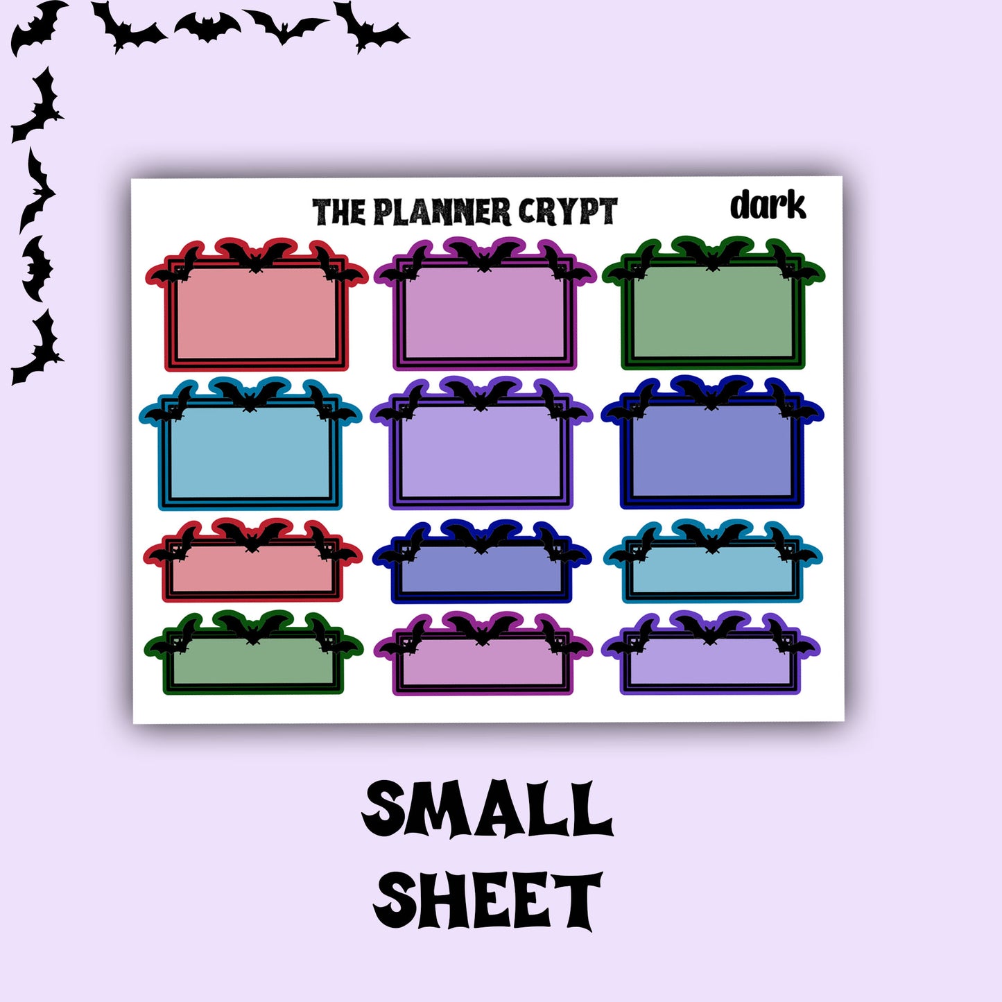 planner box stickers, weekly planner stickers, gothic stickers,  stickers, bat stickers, functional stickers, vertical planner