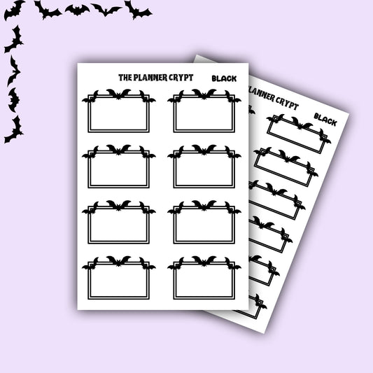 planner box stickers, weekly planner stickers, gothic stickers,  stickers, bat stickers, functional stickers, vertical planner