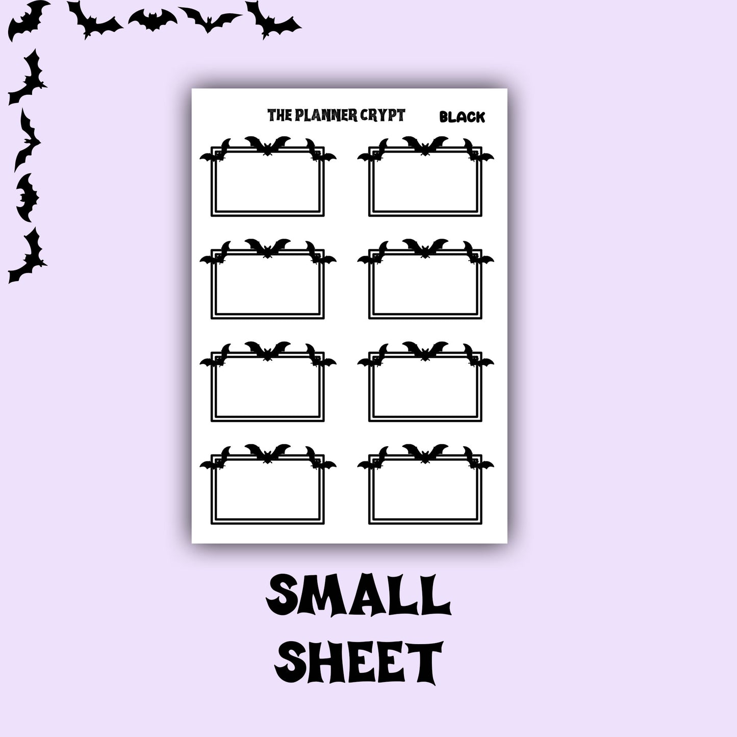 planner box stickers, weekly planner stickers, gothic stickers,  stickers, bat stickers, functional stickers, vertical planner