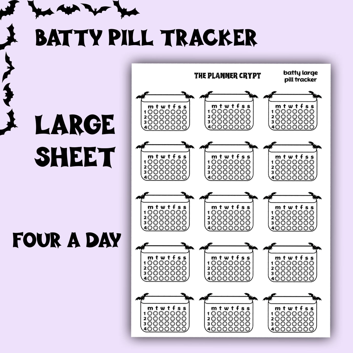 pill trackers, planner stickers, goth planner, vertical planner, functional stickers, weekly planner