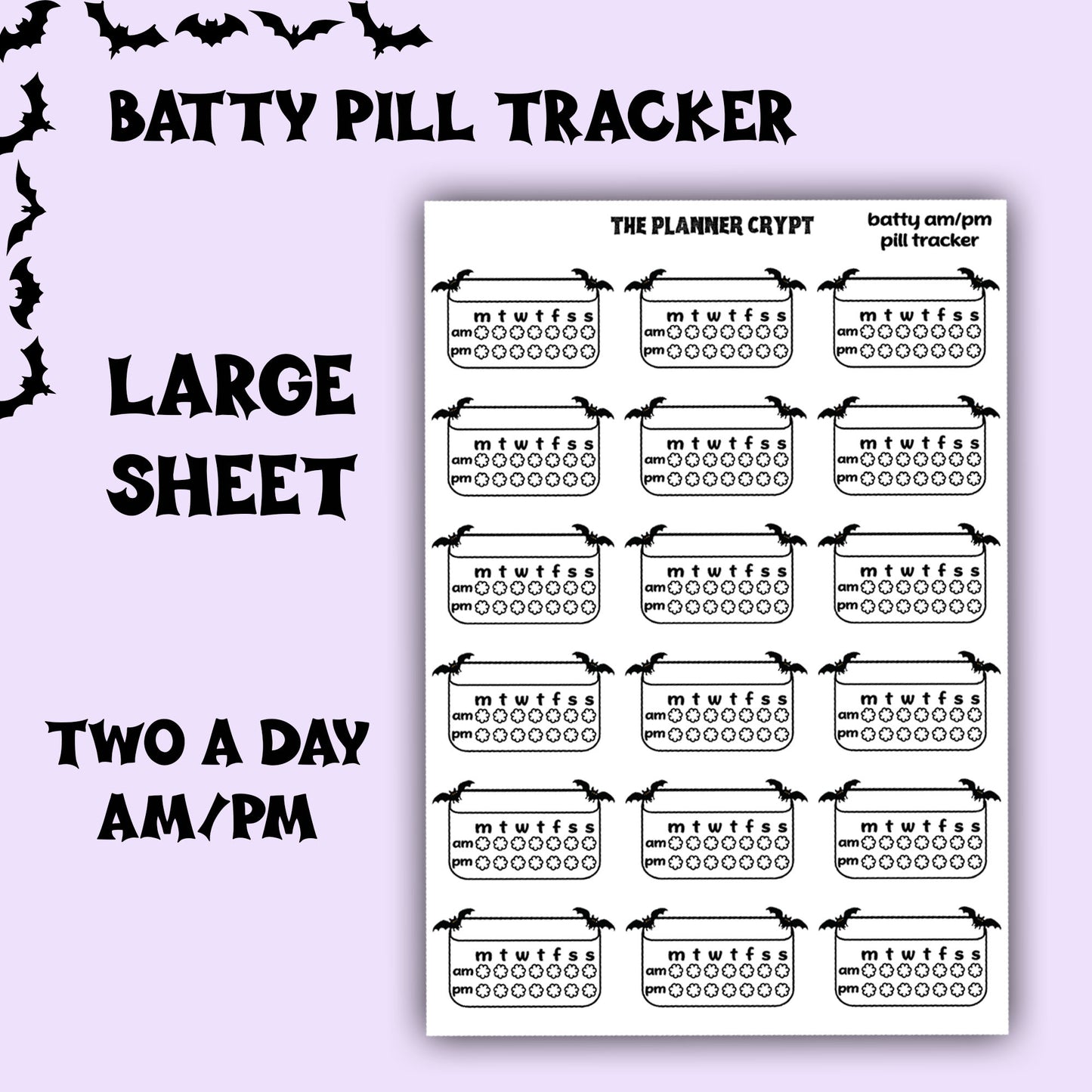 pill trackers, planner stickers, goth planner, vertical planner, functional stickers, weekly planner