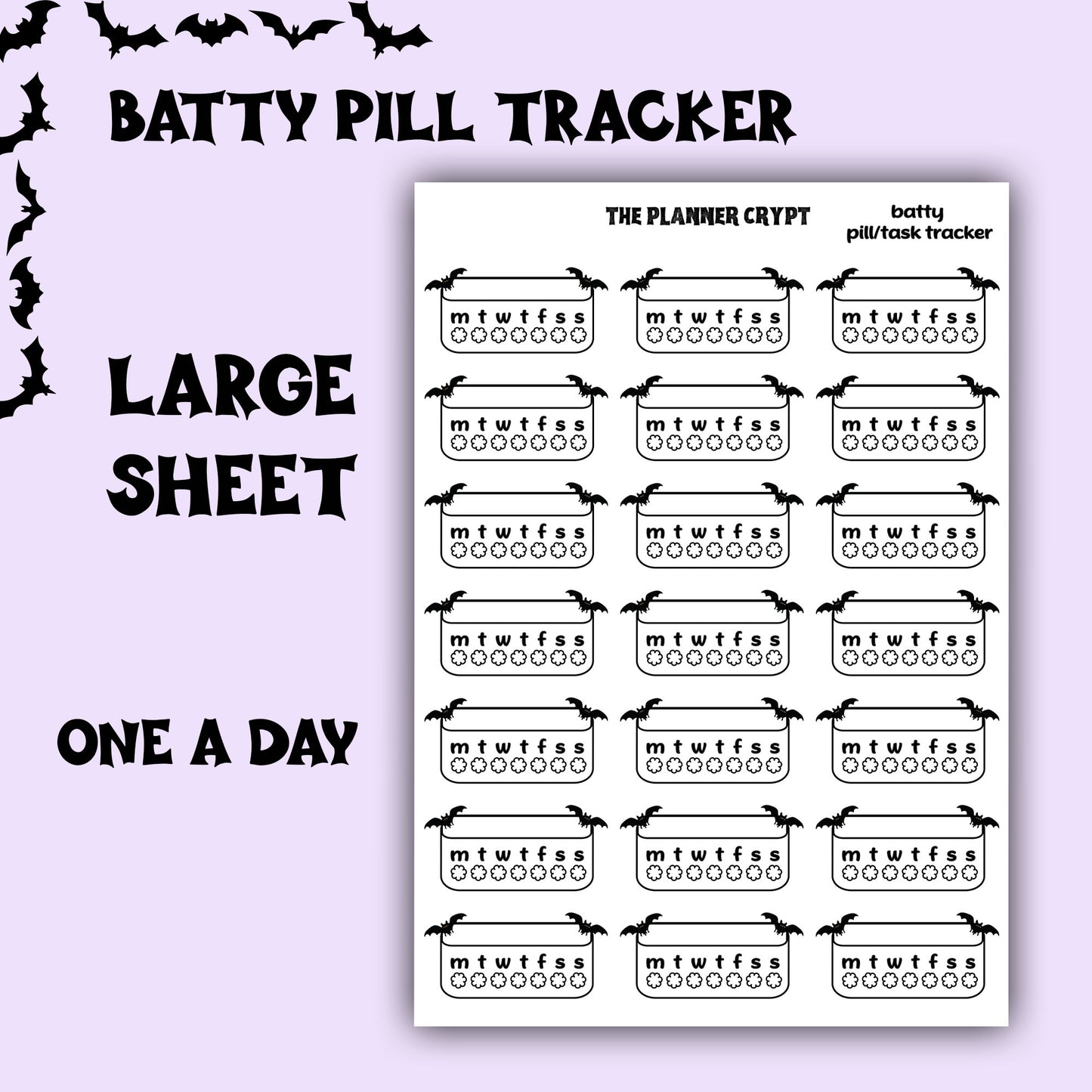 pill trackers, planner stickers, goth planner, vertical planner, functional stickers, weekly planner