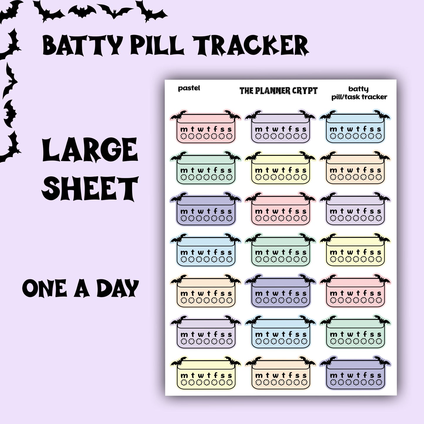 pill trackers, planner stickers, goth planner, vertical planner, functional stickers, weekly planner