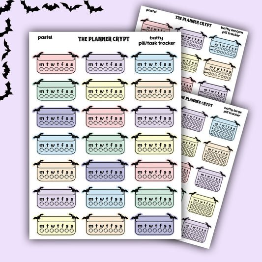 pill trackers, planner stickers, goth planner, vertical planner, functional stickers, weekly planner