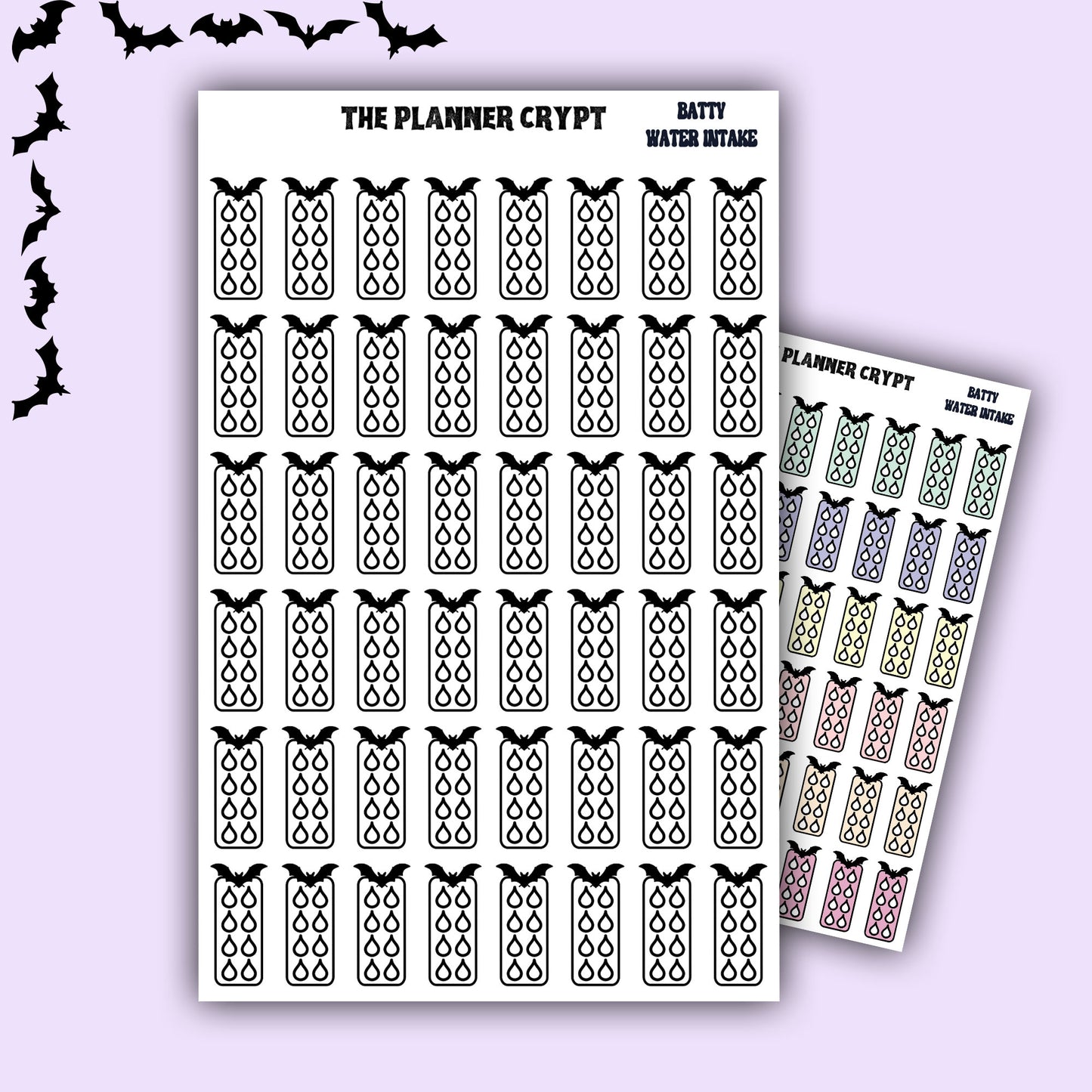 Hobonichi weeks functional water intake stickers batty stickers