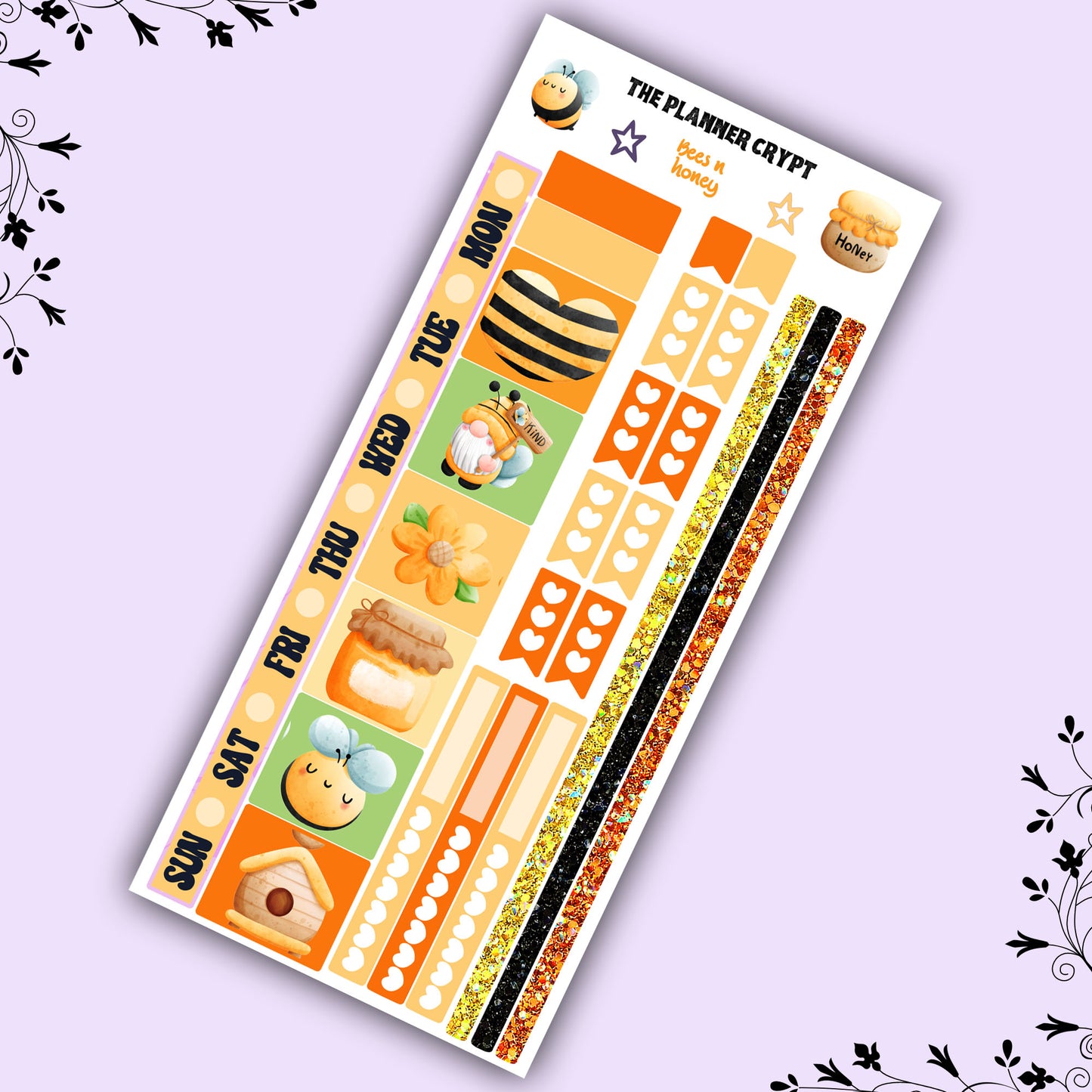 Hobonichi weeks kit, weekly sticker kit, bee stickers, gnome stickers, summer sticker, small journal, flower stickers, planners, bee lovers