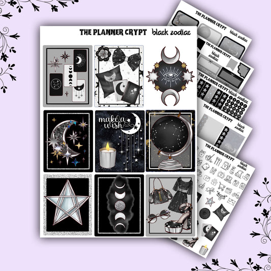 weekly planner sticker kit, planner stickers, zodiac stickers, celestial sticker kit, vertical planner, witch stickers, planner