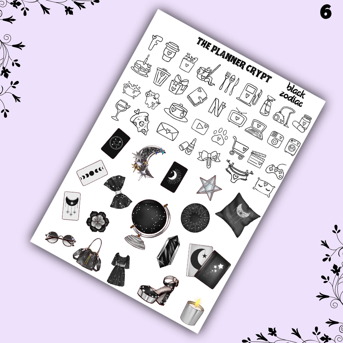 weekly planner sticker kit, planner stickers, zodiac stickers, celestial sticker kit, vertical planner, witch stickers, planner