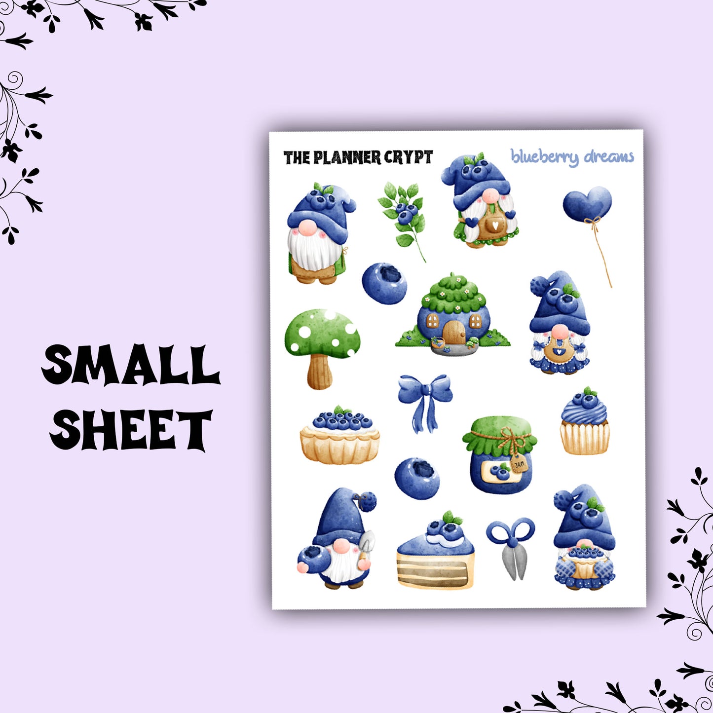 Spring season, planner stickers, vertical planner, deco stickers, weekly planner, gnome stickers, blueberry stickers. gifts for gardeners