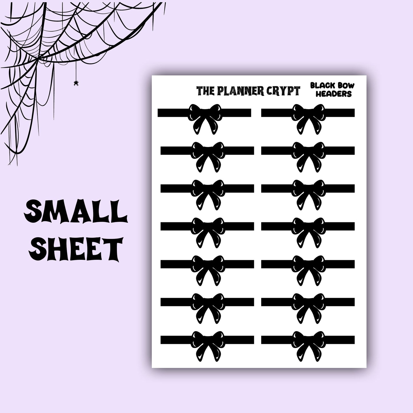 planner stickers, goth planner, pastel bows, planner sticker headers, functional stickers, skulls and bows, pastel goth,