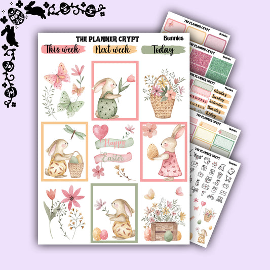Easter weekly planner sticker kit, planner stickers, bunny stickers, vertical planner, journal stickers, planning stickers, easter eggs