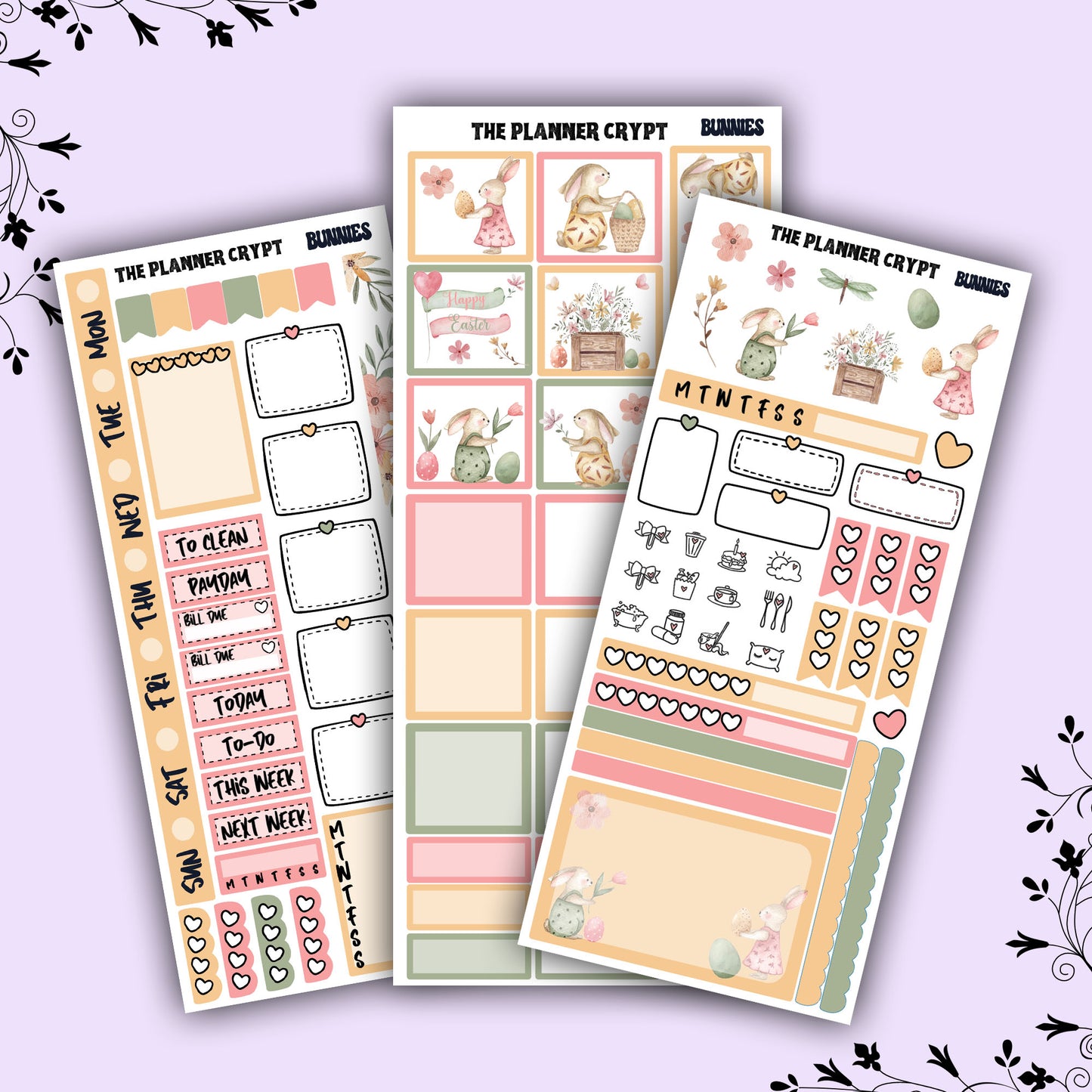 Easter hobonichi weeks, sticker kit, hobonichi planner, easter stickers sticker, bunnies