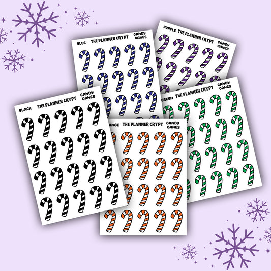 Candy cane stickers, decoration stickers, xmas stickers, stickers for cards, stickers for christmas, Weekly planner sticker sheets