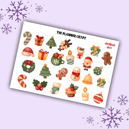 christmas sticker sheet, cute christmas stickers, planner stickers, xmas stickers, stickers for christmas, card stickers, journalling