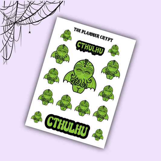 Cthulhu stickers, goth planner, deco stickers, weekly planner stickers, cute stickers. monster stickers, fantasy stickers, horror fiction