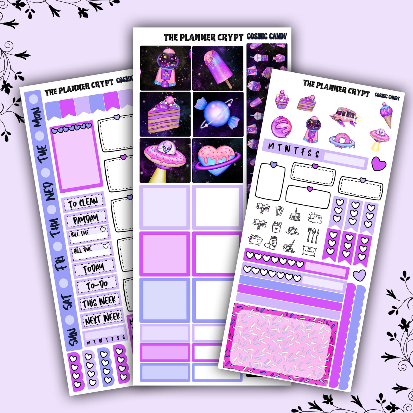 Hobonichi weeks, weekly planner sticker kit, cosmic candy