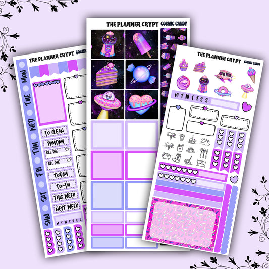 Hobonichi weeks, weekly planner sticker kit, cosmic candy