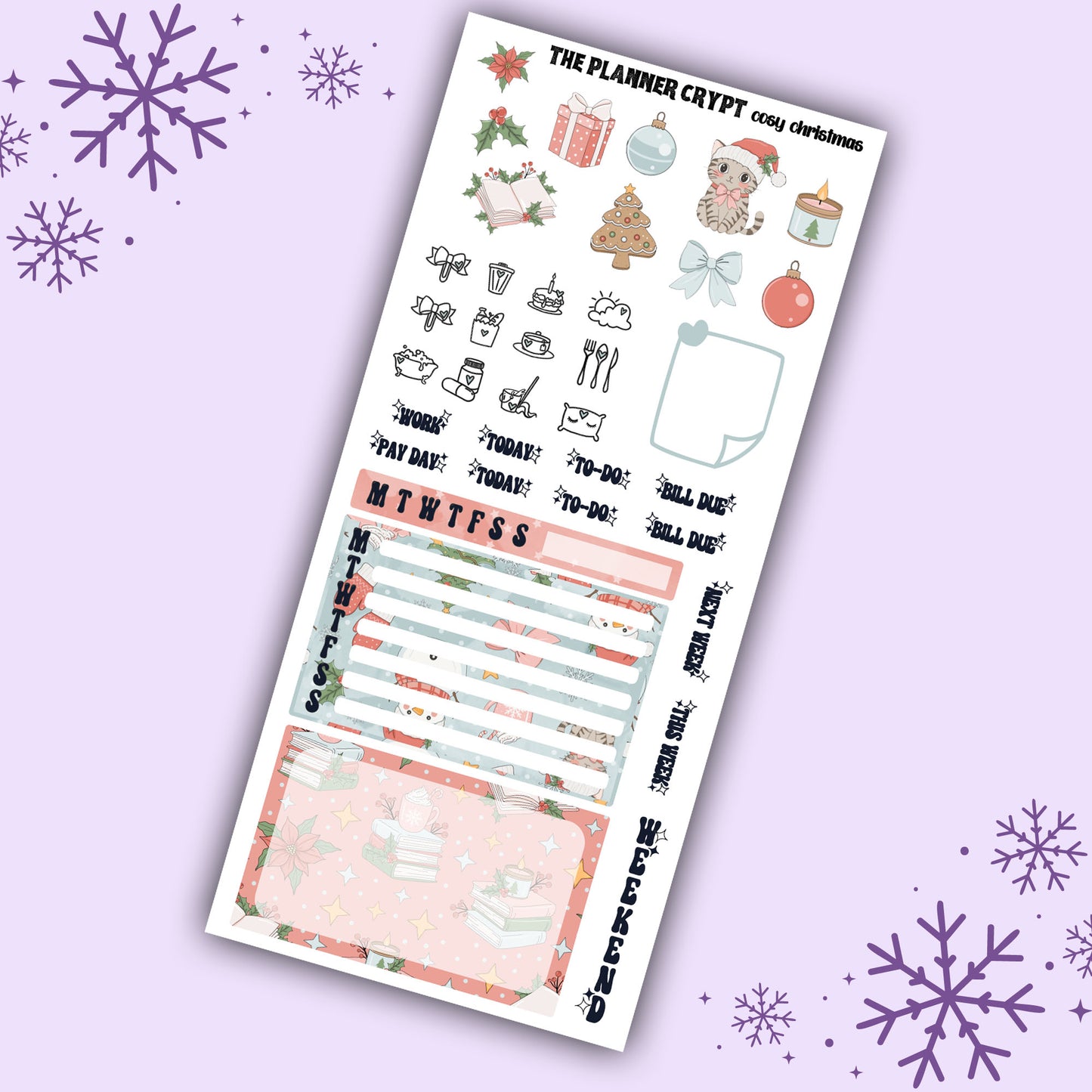 Cosy Christmas Hobonichi weeks, sticker kit, hobonichi planner