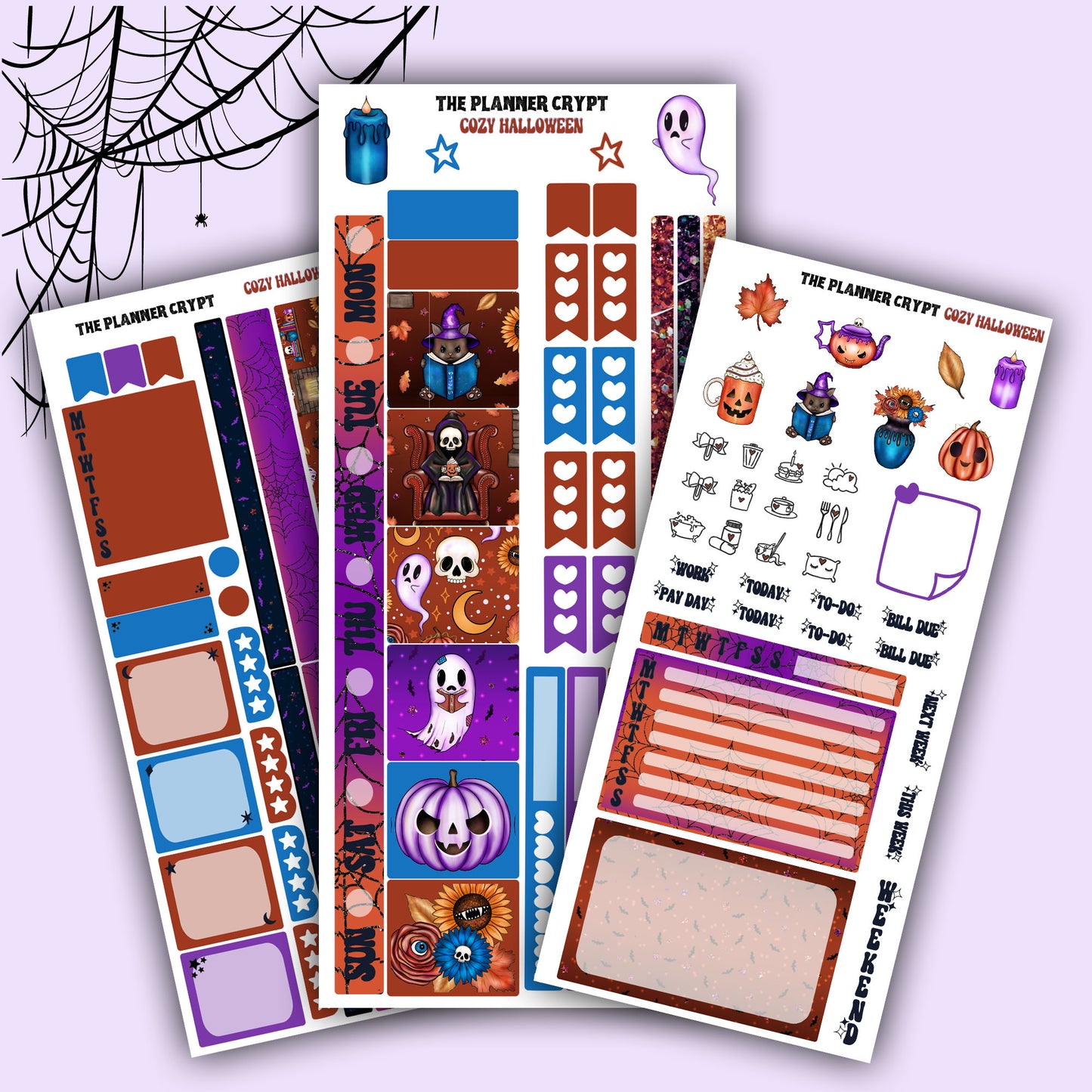 Hobonichi weeks, sticker kit, hobonichi planner, spooky stickers, gothic planner, hobonichi functional stickers, planner stickers, halloween