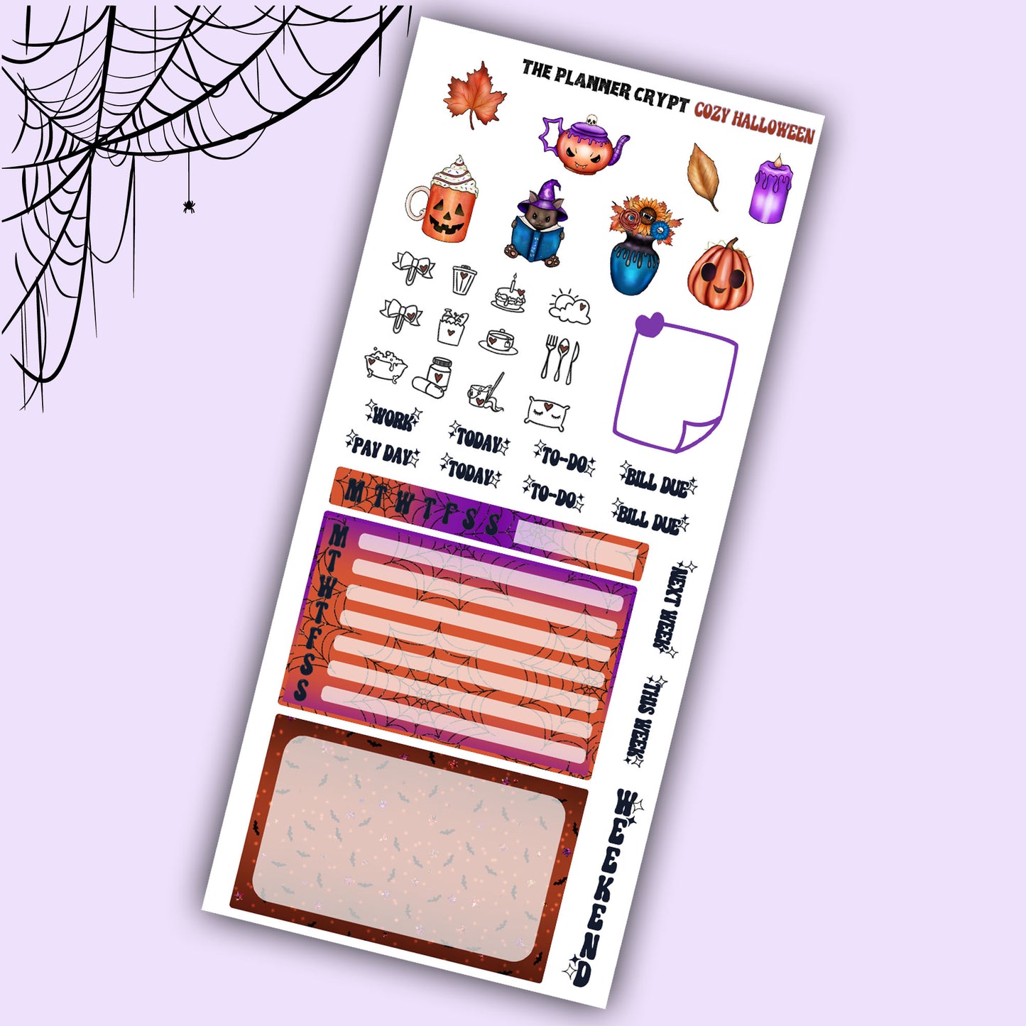 Hobonichi weeks, sticker kit, hobonichi planner, spooky stickers, gothic planner, hobonichi functional stickers, planner stickers, halloween
