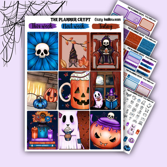 Weekly planner, sticker kit, planner stickers, halloween themed, spooky stickers, vertical planner, journal stickers, planning stickers