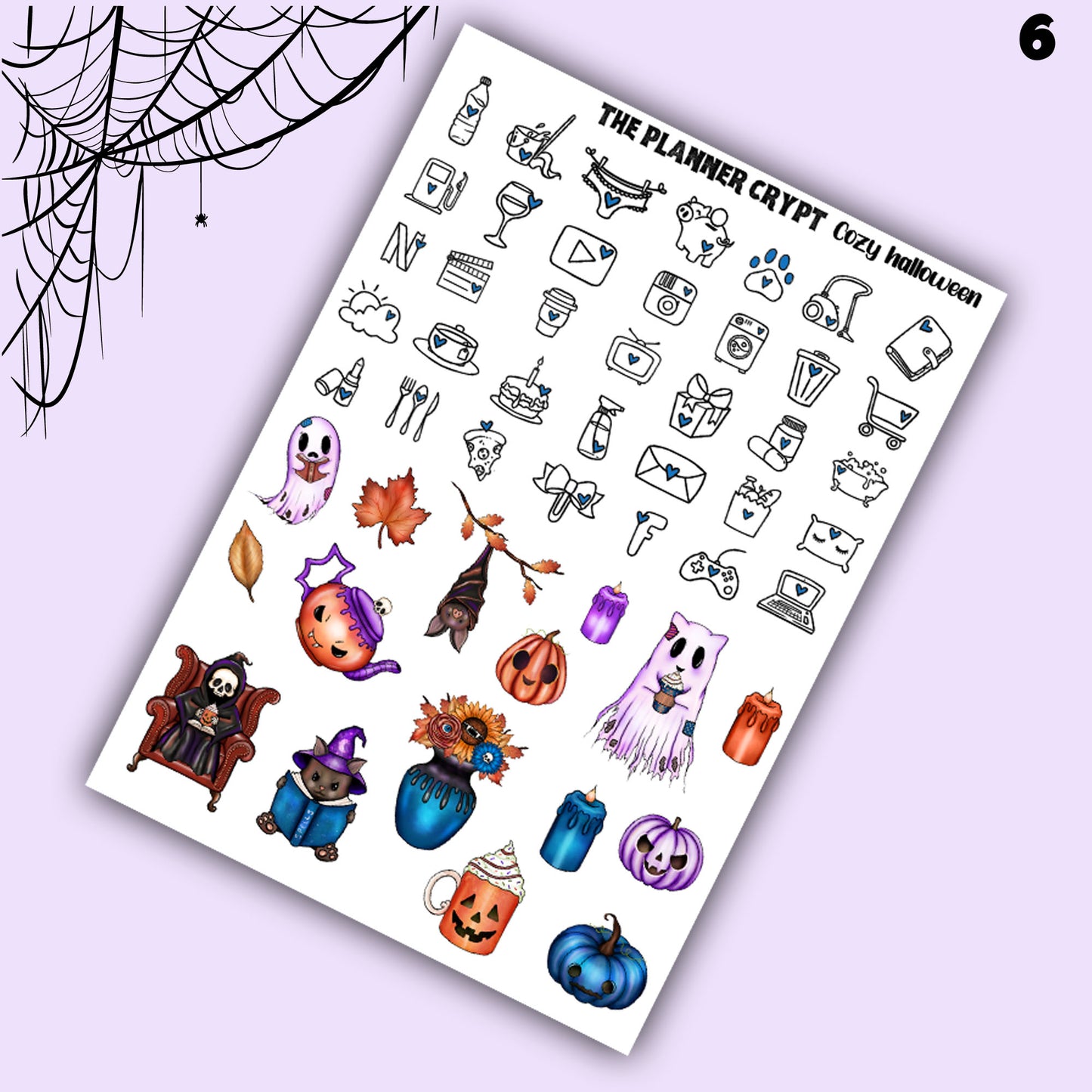 Weekly planner, sticker kit, planner stickers, halloween themed, spooky stickers, vertical planner, journal stickers, planning stickers