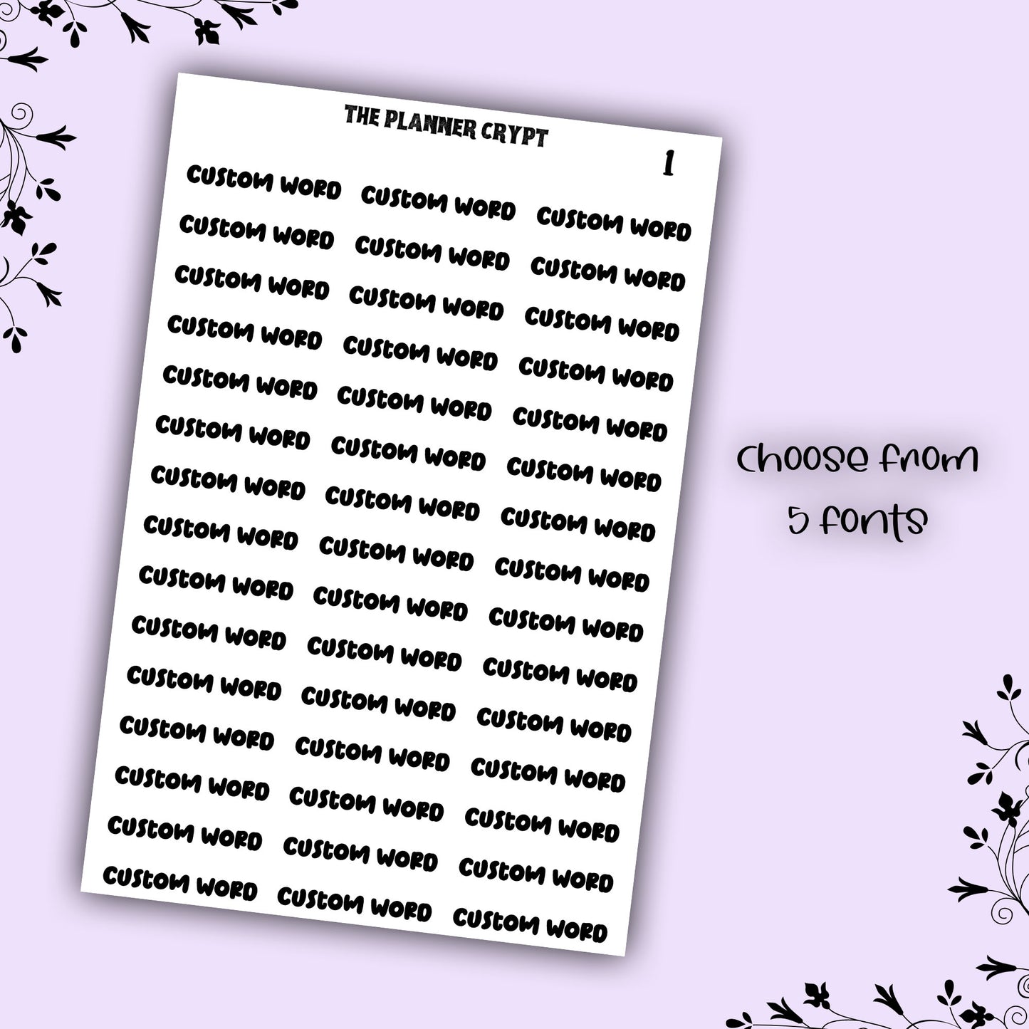 Custom word stickers, script word, planner stickers, vertical planner, small journal, functional stickers, weekly planner, hobo week