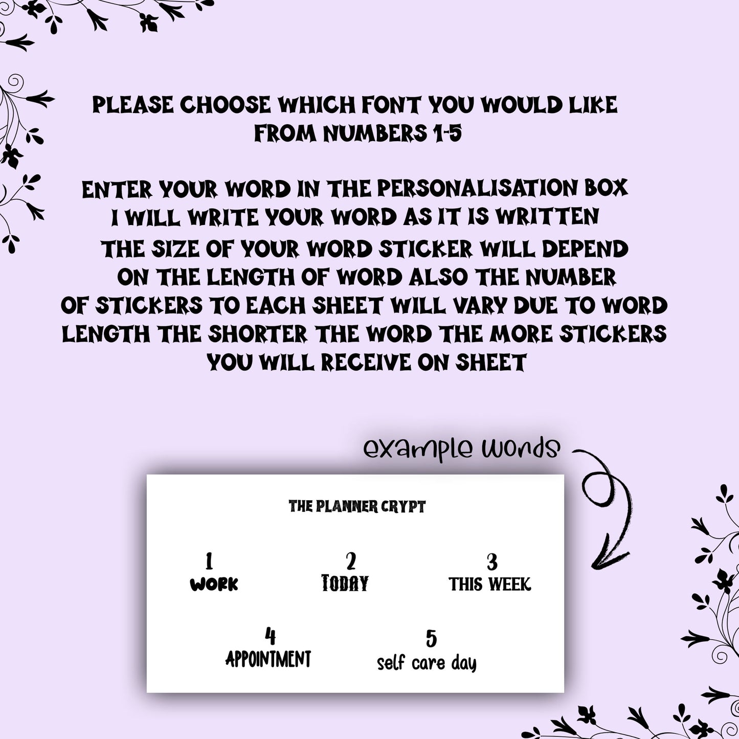 Custom word stickers, script word, planner stickers, vertical planner, small journal, functional stickers, weekly planner, hobo week