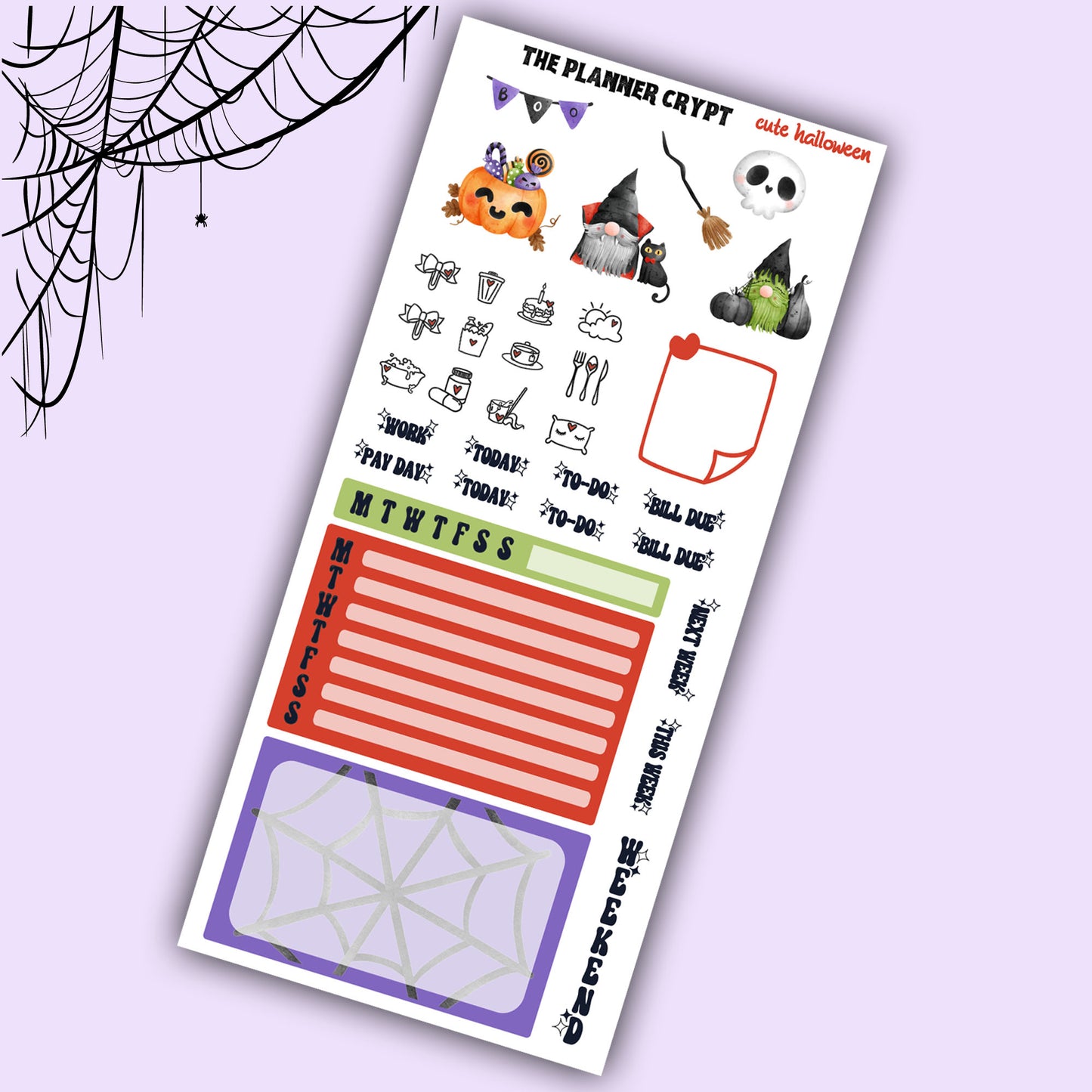 Hobonichi weeks kit, weekly planner sticker kit, stickers, gothic spooky season, autumn season, small journal, halloween stickers, planners