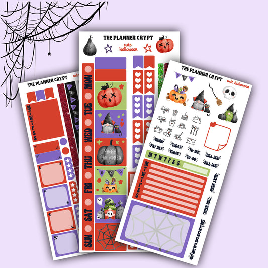 Hobonichi weeks kit, weekly planner sticker kit, stickers, gothic spooky season, autumn season, small journal, halloween stickers, planners