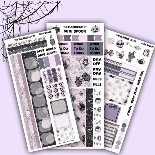 Hobonichi weeks, sticker kit, hobonichi planner, goth stickers, gothic planner, hobonichi functional stickers, planner stickers, mini