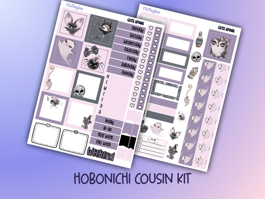 Hobonichi cousin, weekly planner sticker kit, goth planner stickers, bullet journal sticker, small planner sticker, A5 planner, cute spook