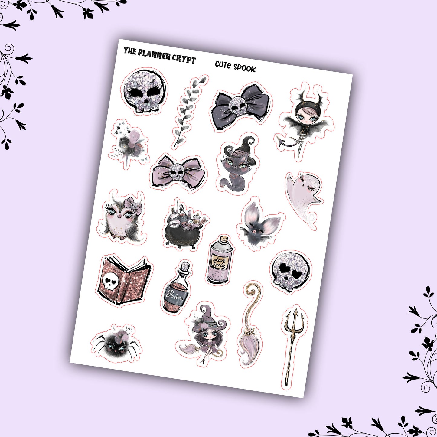 Planner stickers, halloween stickers, vertical planner, deco planner stickers, weekly planner, gothic stickers, goth planner, cute spook