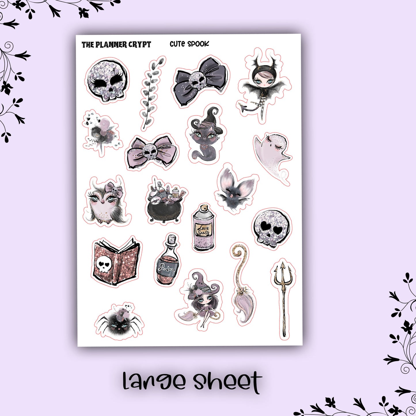 Planner stickers, halloween stickers, vertical planner, deco planner stickers, weekly planner, gothic stickers, goth planner, cute spook