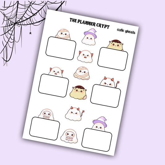 Halloween ghost sticker sheet planner boxes