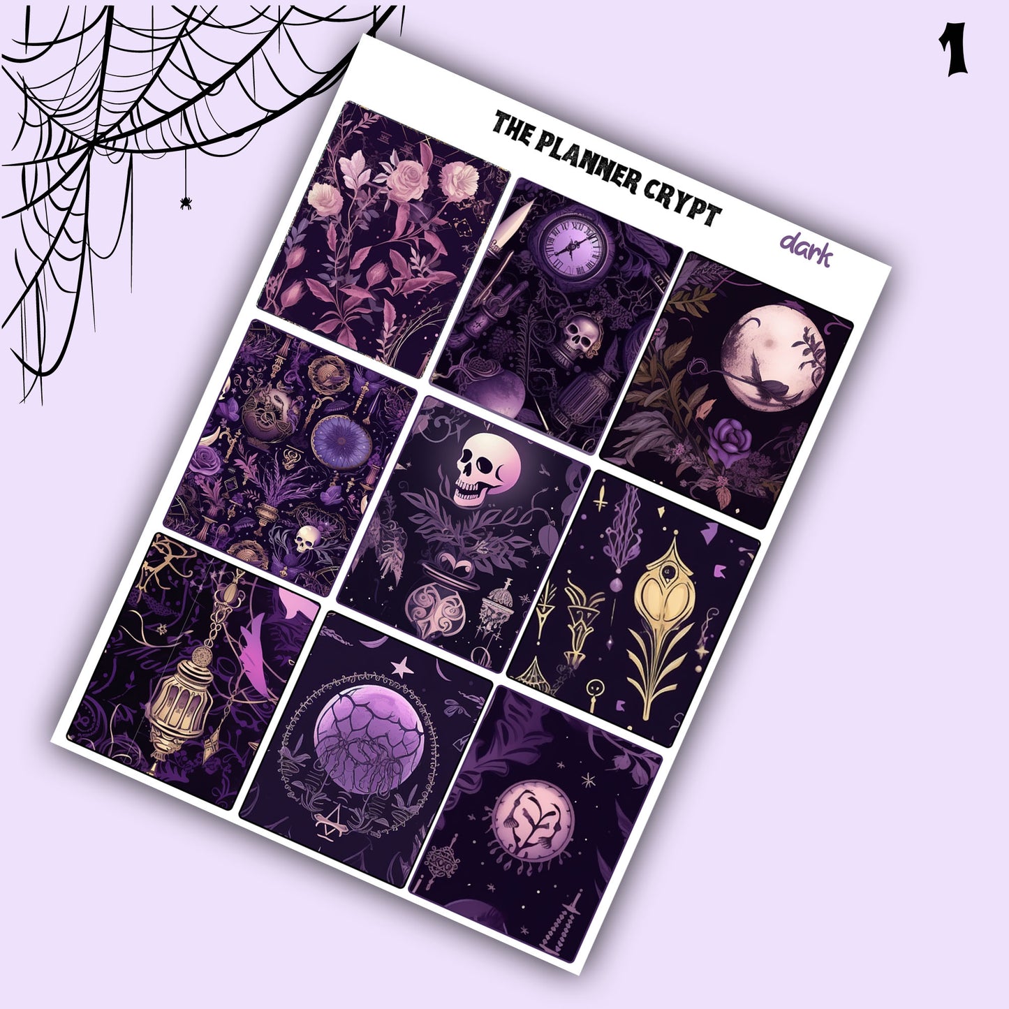weekly planner, sticker kit, dark academia, planner stickers, sticker sheet, vertical planner, cute stickers, goth planner, goth stickers